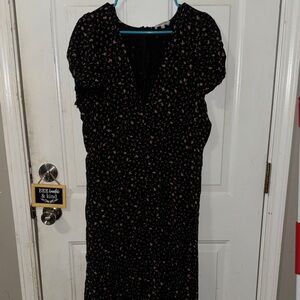 Madewell Black Floral Long Sleeve Dress